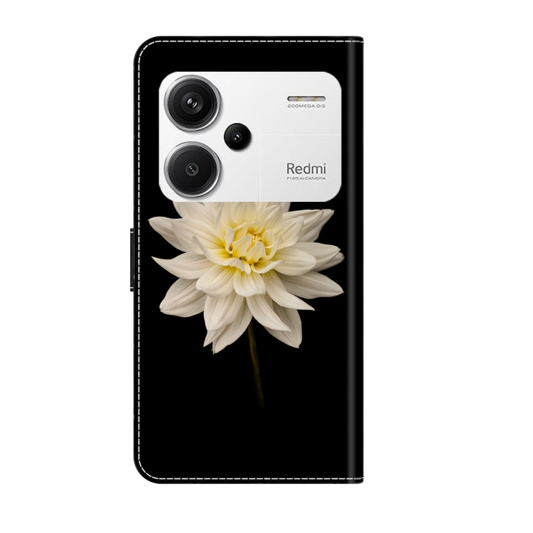 For Xiaomi Redmi Note 13 Pro+ Crystal 3D Shockproof Protective Leather Phone Case(White Flower) - Note 13 Pro+ Cases by buy2fix | Online Shopping UK | buy2fix