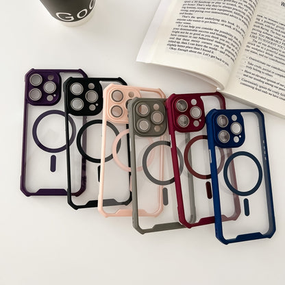 For iPhone 14 Pro Colorful Two-Color Lens Film MagSafe Magnetic Horn Acrylic+TPU Case(Grey) - iPhone 14 Pro Cases by buy2fix | Online Shopping UK | buy2fix
