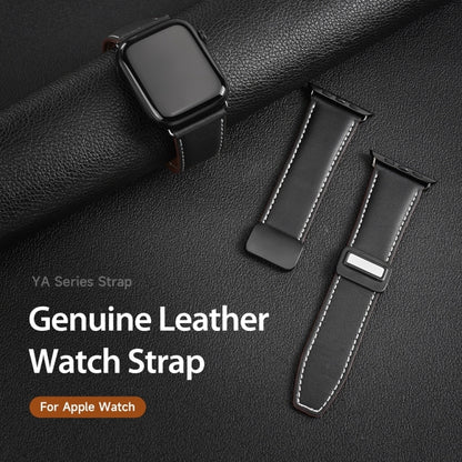 For Apple Watch Ultra 49mm DUX DUCIS YA Series Magnetic Buckle Genuine Leather Watch Band(Black) - Watch Bands by DUX DUCIS | Online Shopping UK | buy2fix