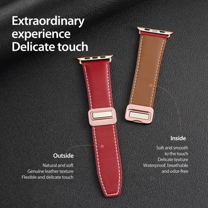 For Apple Watch Ultra 49mm DUX DUCIS YA Series Magnetic Buckle Genuine Leather Watch Band(Red) - Watch Bands by DUX DUCIS | Online Shopping UK | buy2fix