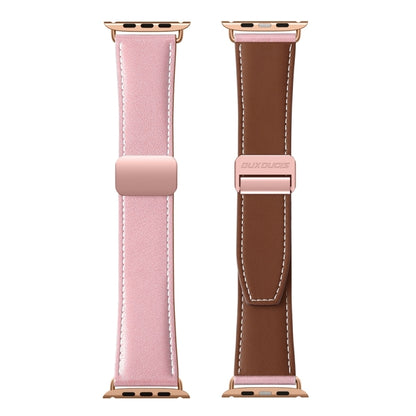 For Apple Watch Series 6 44mm DUX DUCIS YA Series Magnetic Buckle Genuine Leather Watch Band(Pink) - Watch Bands by DUX DUCIS | Online Shopping UK | buy2fix