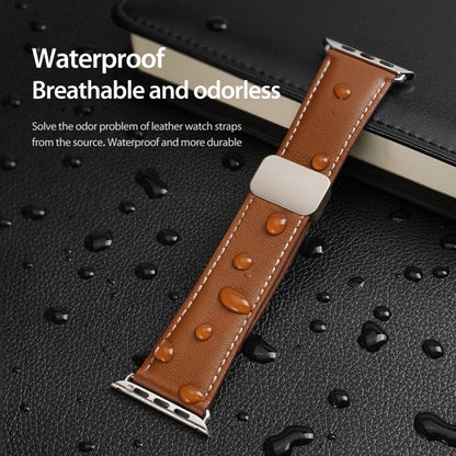 For Apple Watch Series 4 40mm DUX DUCIS YA Series Magnetic Buckle Genuine Leather Watch Band(Brown) - Watch Bands by DUX DUCIS | Online Shopping UK | buy2fix