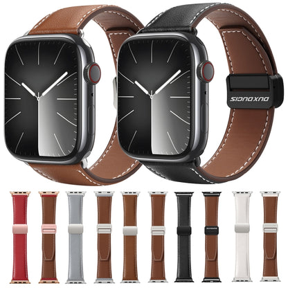 For Apple Watch Series 4 40mm DUX DUCIS YA Series Magnetic Buckle Genuine Leather Watch Band(Brown) - Watch Bands by DUX DUCIS | Online Shopping UK | buy2fix