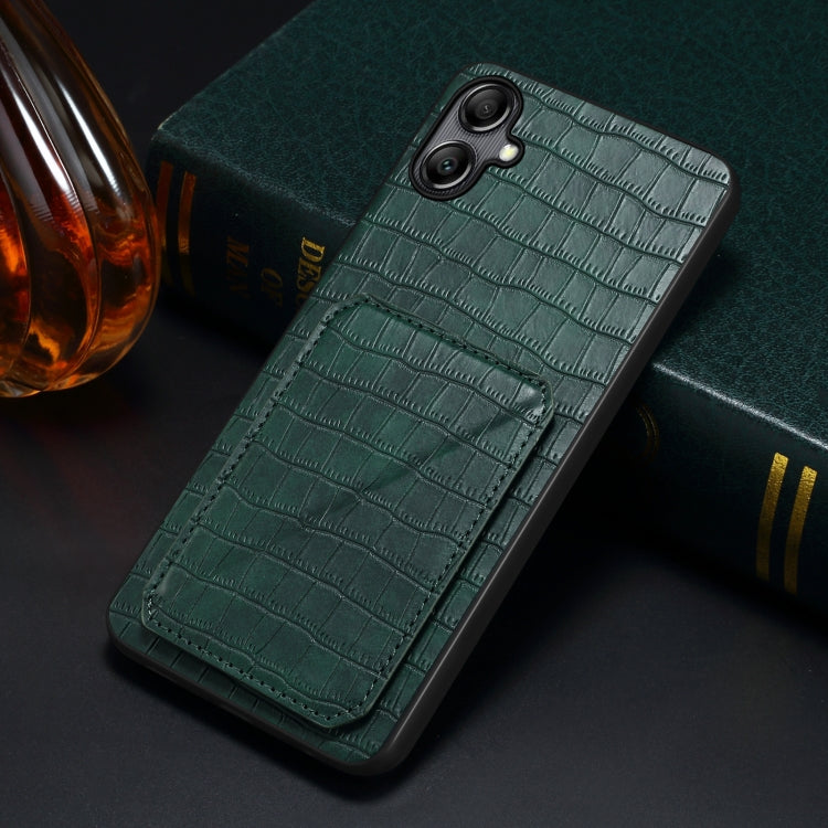 For Samsung Galaxy A05s Denior Imitation Crocodile Leather Back Phone Case with Holder(Green) - Galaxy Phone Cases by Denior | Online Shopping UK | buy2fix