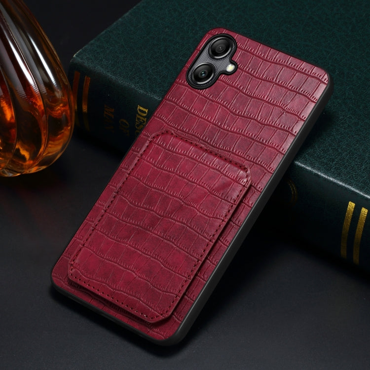For Samsung Galaxy A05s Denior Imitation Crocodile Leather Back Phone Case with Holder(Rose Red) - Galaxy Phone Cases by Denior | Online Shopping UK | buy2fix