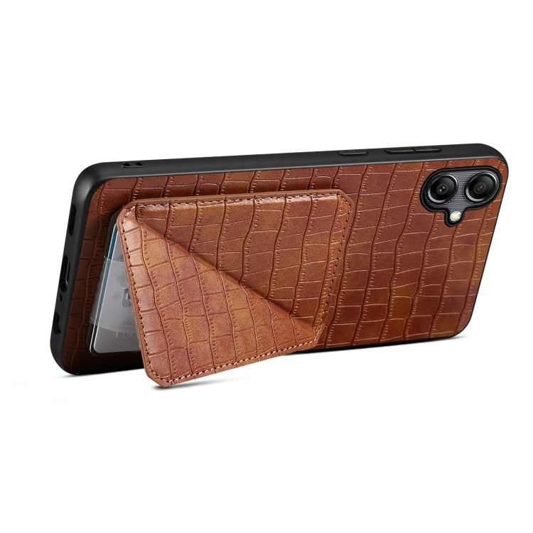 For Samsung Galaxy A31 Denior Imitation Crocodile Leather Back Phone Case with Holder(Brown) - Galaxy Phone Cases by Denior | Online Shopping UK | buy2fix