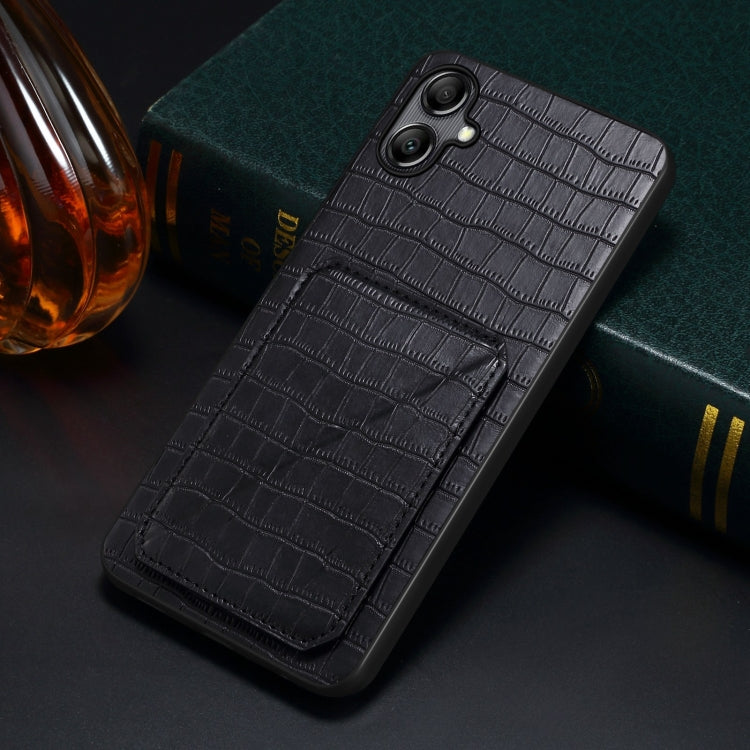 For Samsung Galaxy A54 5G Denior Imitation Crocodile Leather Back Phone Case with Holder(Black) - Galaxy Phone Cases by Denior | Online Shopping UK | buy2fix