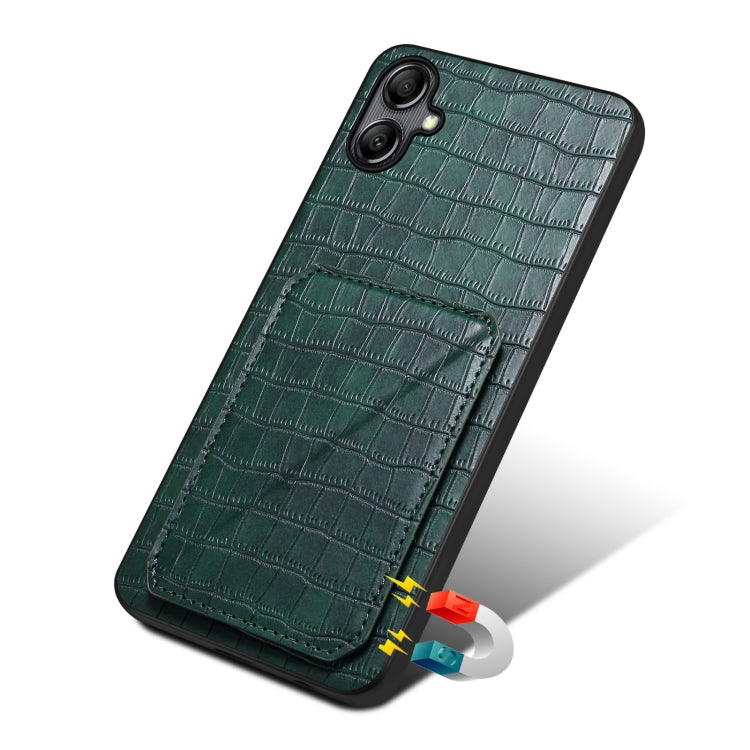 For Samsung Galaxy A70 Denior Imitation Crocodile Leather Back Phone Case with Holder(Green) - Galaxy Phone Cases by Denior | Online Shopping UK | buy2fix