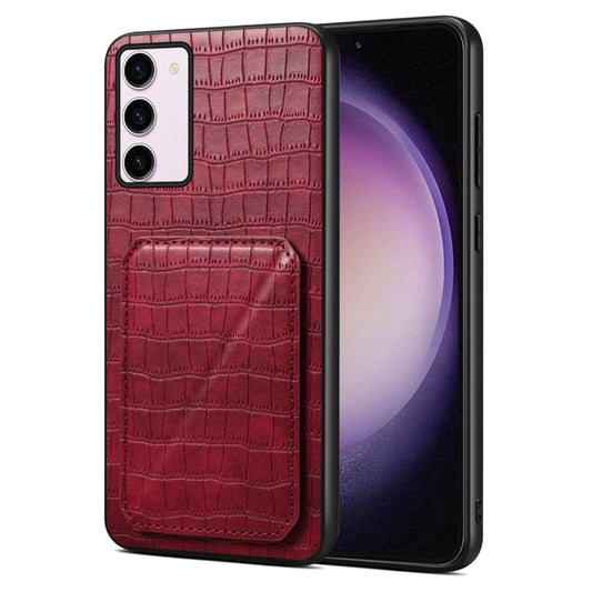 For Samsung Galaxy S23 5G Denior Imitation Crocodile Leather Back Phone Case with Holder(Rose Red) - Galaxy S23 5G Cases by Denior | Online Shopping UK | buy2fix