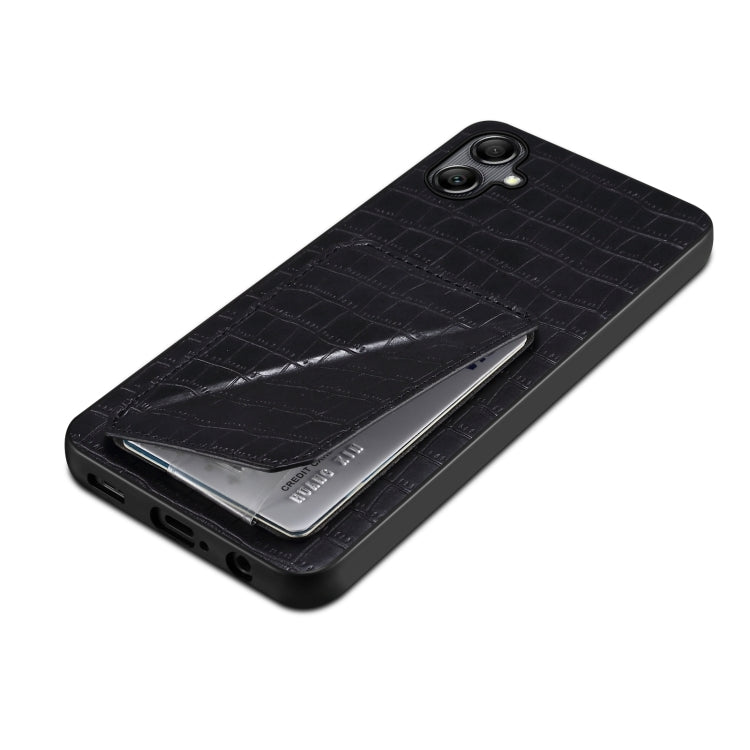 For Samsung Galaxy S23 FE 5G Denior Imitation Crocodile Leather Back Phone Case with Holder(Black) - Galaxy S23 FE 5G Cases by Denior | Online Shopping UK | buy2fix