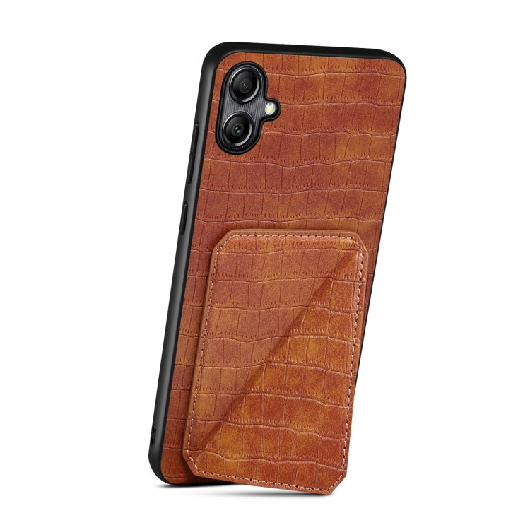 For Samsung Galaxy S24+ 5G Denior Imitation Crocodile Leather Back Phone Case with Holder(Brown) - Galaxy S24+ 5G Cases by Denior | Online Shopping UK | buy2fix