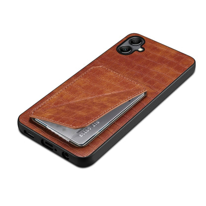 For Samsung Galaxy A34 5G Denior Imitation Crocodile Leather Back Phone Case with Holder(Brown) - Galaxy Phone Cases by Denior | Online Shopping UK | buy2fix