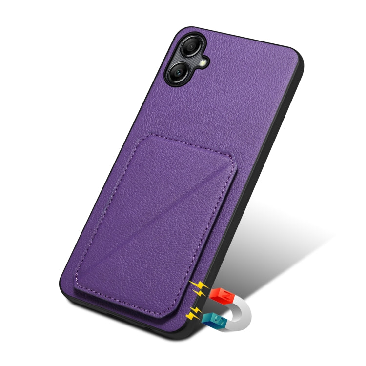 For Samsung Galaxy A05Gs Denior Imitation Calf Leather Back Phone Case with Holder(Purple) - Galaxy Phone Cases by Denior | Online Shopping UK | buy2fix