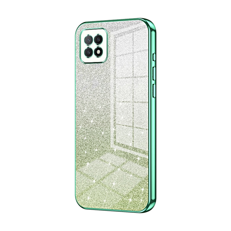For OPPO A72 5G / A73 5G Gradient Glitter Powder Electroplated Phone Case(Green) - OPPO Cases by buy2fix | Online Shopping UK | buy2fix