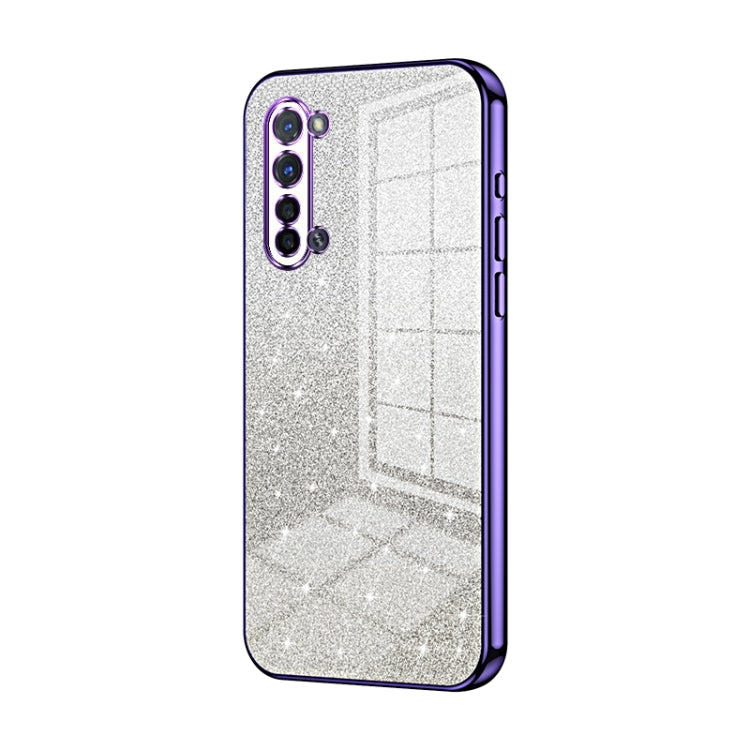 For OPPO Reno3 5G / Find X2 Lite Gradient Glitter Powder Electroplated Phone Case(Purple) - OPPO Cases by buy2fix | Online Shopping UK | buy2fix