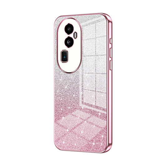 For OPPO Reno10 Pro+ Gradient Glitter Powder Electroplated Phone Case(Pink) - OPPO Cases by buy2fix | Online Shopping UK | buy2fix