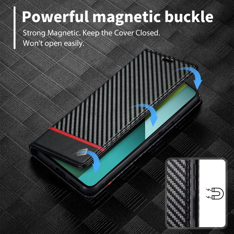For Xiaomi Redmi Note 13 4G LC.IMEEKE Carbon Fiber Texture Flip Leather Phone Case(Horizontal Black) - Note 13 Cases by LC.IMEEKE | Online Shopping UK | buy2fix