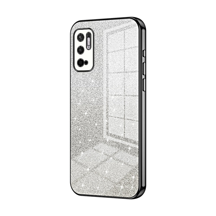 For Xiaomi Redmi Note 10 5G / Note 10T 5G Gradient Glitter Powder Electroplated Phone Case(Black) - Xiaomi Cases by buy2fix | Online Shopping UK | buy2fix