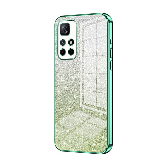 For Xiaomi Redmi Note 11T 5G/Note 11S 5G Gradient Glitter Powder Electroplated Phone Case(Green) - Xiaomi Cases by buy2fix | Online Shopping UK | buy2fix