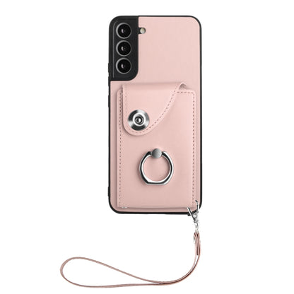 For Samsung Galaxy S22+ 5G Organ Card Bag Ring Holder PU Phone Case with Lanyard(Pink) - Galaxy S22+ 5G Cases by buy2fix | Online Shopping UK | buy2fix