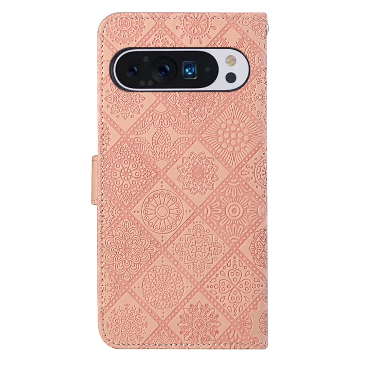 For Google Pixel 9 / 9 Pro Ethnic Style Embossed Pattern Leather Phone Case(Pink) - Google Cases by buy2fix | Online Shopping UK | buy2fix