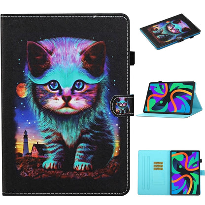 For Lenovo Tab M11/ Xiaoxin Pad 11 2024 Coloured Drawing Stitching Smart Leather Tablet Case(Night Cat) - Lenovo by buy2fix | Online Shopping UK | buy2fix