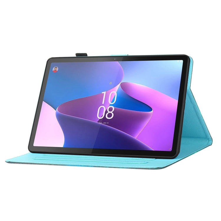 For Lenovo Tab M11/ Xiaoxin Pad 11 2024 Coloured Drawing Stitching Smart Leather Tablet Case(Blue Owl) - Lenovo by buy2fix | Online Shopping UK | buy2fix