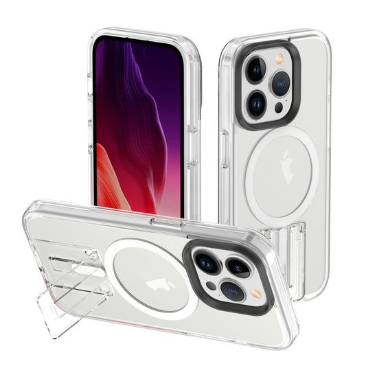 For iPhone 15 Pro Shockproof Terminator MagSafe Phone Case with Holder(Transparent) - iPhone 15 Pro Cases by buy2fix | Online Shopping UK | buy2fix