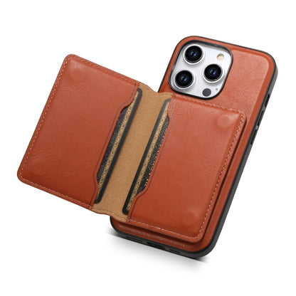 For iPhone 13 Pro Denior Cowhide Texture Leather MagSafe Detachable Wallet Phone Case(Brown) - iPhone 13 Pro Cases by Denior | Online Shopping UK | buy2fix