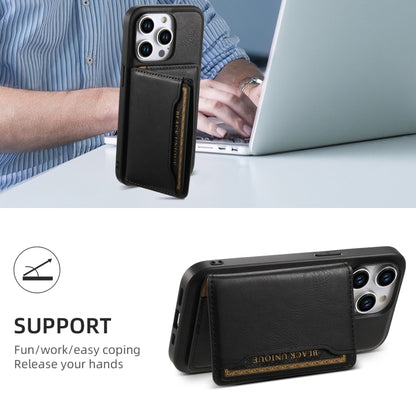 For iPhone 12 Denior Cowhide Texture Leather MagSafe Detachable Wallet Phone Case(Black) - iPhone 12 / 12 Pro Cases by Denior | Online Shopping UK | buy2fix