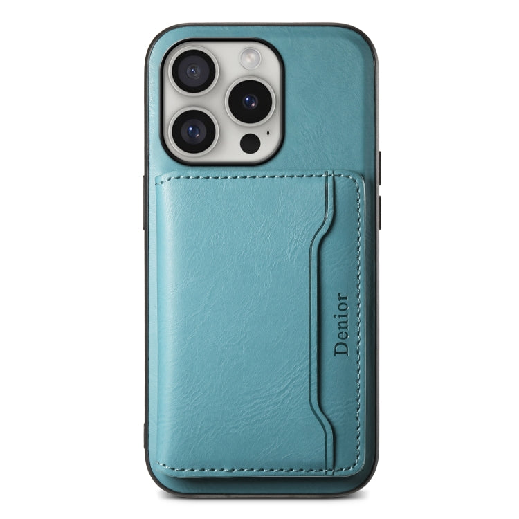 For iPhone 16 Pro Max Denior Cowhide Texture Leather MagSafe Detachable Wallet Phone Case(Blue) - iPhone 16 Pro Max Cases by Denior | Online Shopping UK | buy2fix