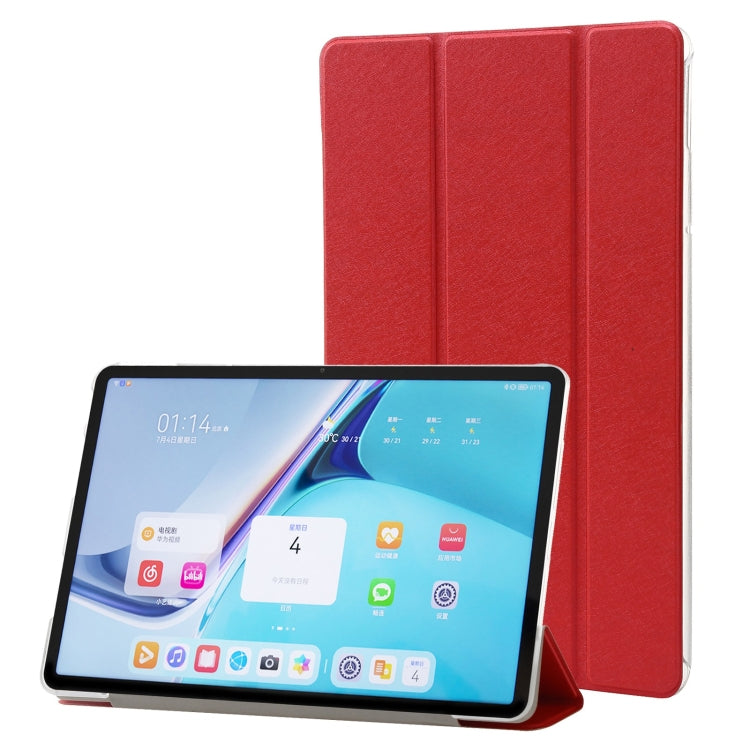 For Huawei MatePad Pro 11 2024 Silk Texture 3-Fold Leather Tablet Case(Red) - Huawei by buy2fix | Online Shopping UK | buy2fix