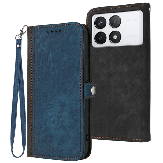 For Xiaomi Redmi K70 Side Buckle Double Fold Hand Strap Leather Phone Case(Royal Blue) - K70 Cases by buy2fix | Online Shopping UK | buy2fix