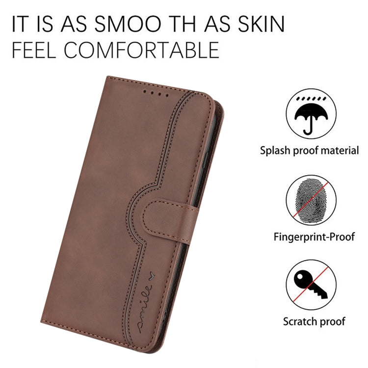 For Google Pixel 9 Pro Heart Pattern Skin Feel Leather Phone Case(Brown) - Google Cases by buy2fix | Online Shopping UK | buy2fix