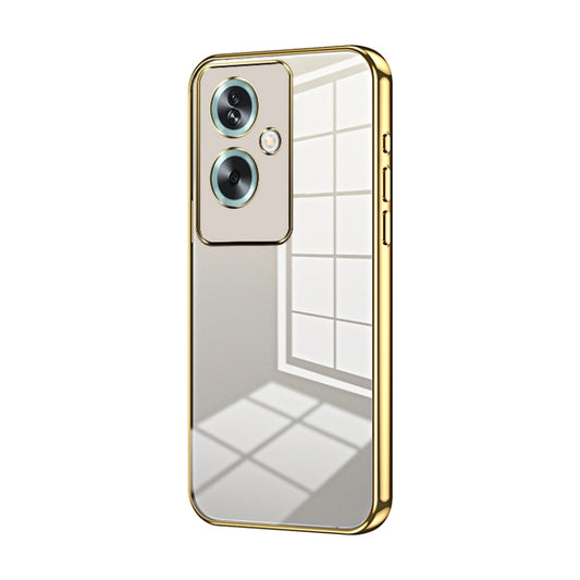 For OPPO A79 5G / A2 Transparent Plating Fine Hole Phone Case(Gold) - OPPO Cases by buy2fix | Online Shopping UK | buy2fix