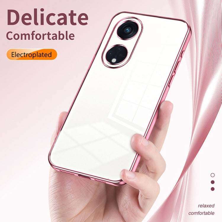 For OPPO Reno8 T 5G Transparent Plating Fine Hole Phone Case(Gold) - OPPO Cases by buy2fix | Online Shopping UK | buy2fix