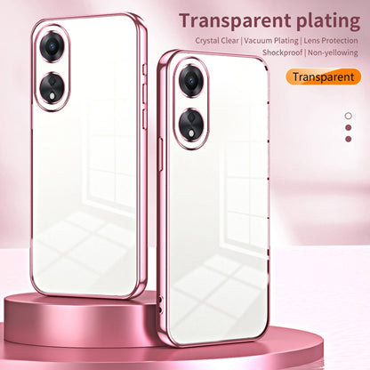 For OPPO A58 5G / A58x 5G Transparent Plating Fine Hole Phone Case(Black) - OPPO Cases by buy2fix | Online Shopping UK | buy2fix