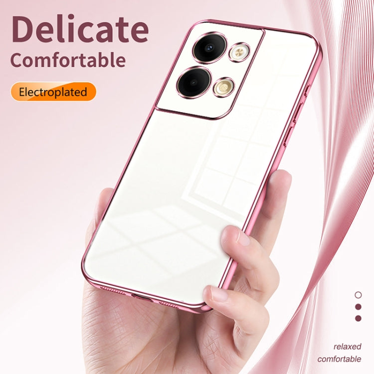 For OPPO Reno9 / Reno9 Pro Transparent Plating Fine Hole Phone Case(Silver) - OPPO Cases by buy2fix | Online Shopping UK | buy2fix