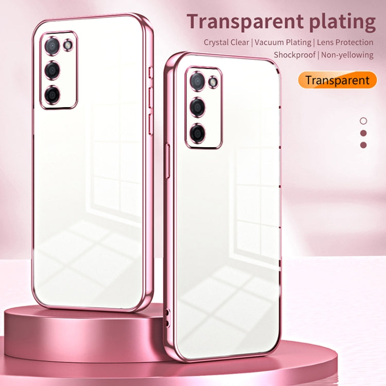 For OPPO A55 5G / A56 / A53s 5G Transparent Plating Fine Hole Phone Case(Transparent) - OPPO Cases by buy2fix | Online Shopping UK | buy2fix