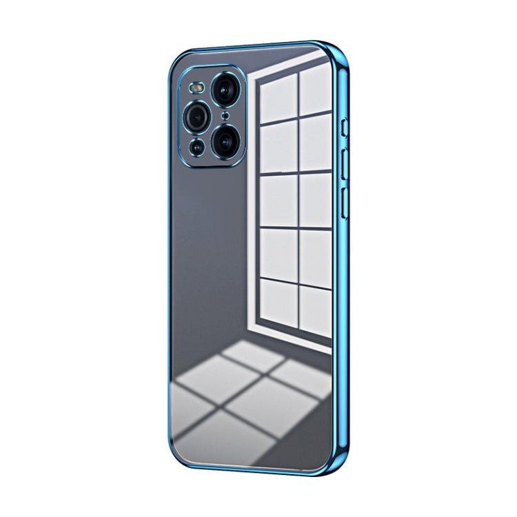 For OPPO Find X3 / Find X3 Pro Transparent Plating Fine Hole Phone Case(Blue) - OPPO Cases by buy2fix | Online Shopping UK | buy2fix