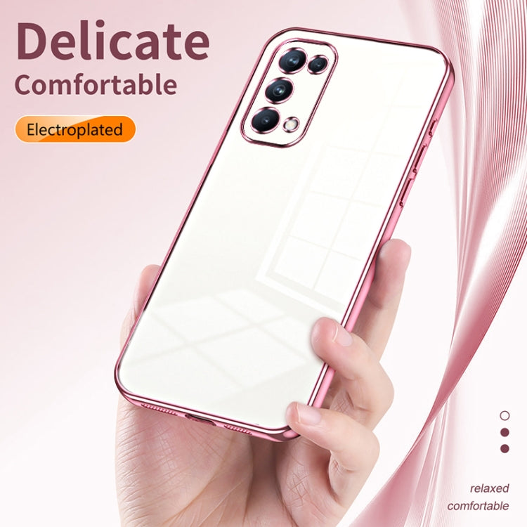 For OPPO Reno5 Pro Transparent Plating Fine Hole Phone Case(Blue) - OPPO Cases by buy2fix | Online Shopping UK | buy2fix