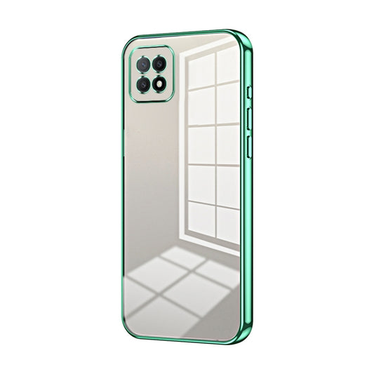 For OPPO A72 5G / A73 5G Transparent Plating Fine Hole Phone Case(Green) - OPPO Cases by buy2fix | Online Shopping UK | buy2fix