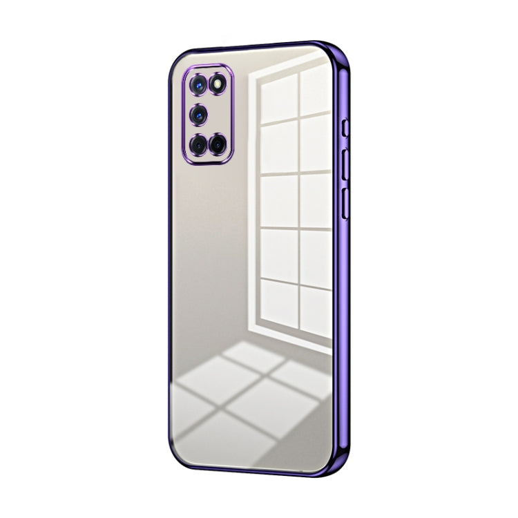 For OPPO A52 / A72 / A92 Transparent Plating Fine Hole Phone Case(Purple) - OPPO Cases by buy2fix | Online Shopping UK | buy2fix