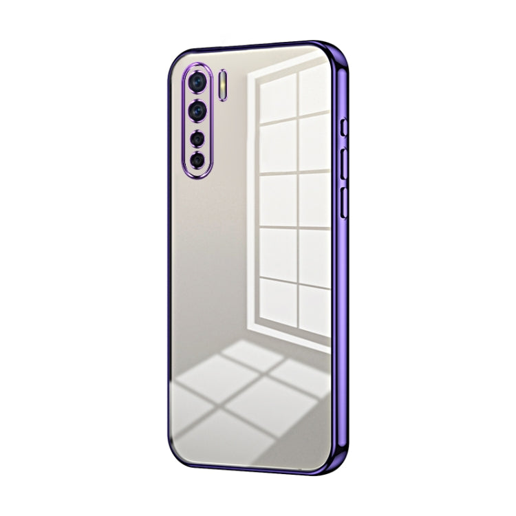 For OPPO A91 Transparent Plating Fine Hole Phone Case(Purple) - OPPO Cases by buy2fix | Online Shopping UK | buy2fix