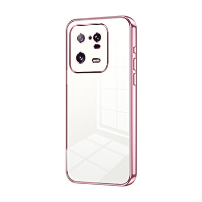 For Xiaomi 13 Pro Transparent Plating Fine Hole Phone Case(Pink) - 13 Pro Cases by buy2fix | Online Shopping UK | buy2fix