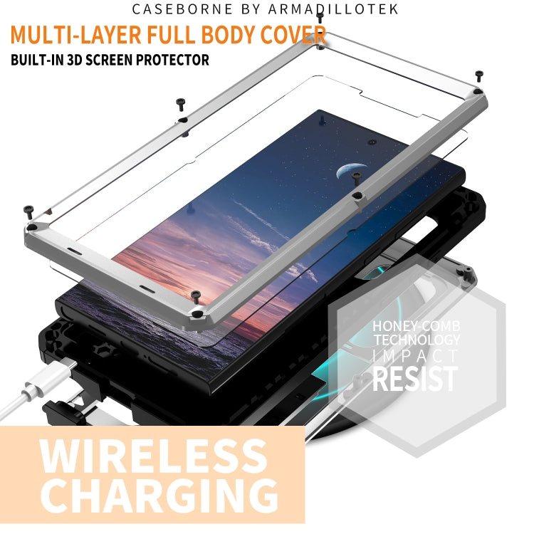 For Samsung Galaxy S24 Ultra 5G R-JUST Sliding Camera Life Waterproof Holder Phone Case(Silver) - Galaxy S24 Ultra 5G Cases by R-JUST | Online Shopping UK | buy2fix