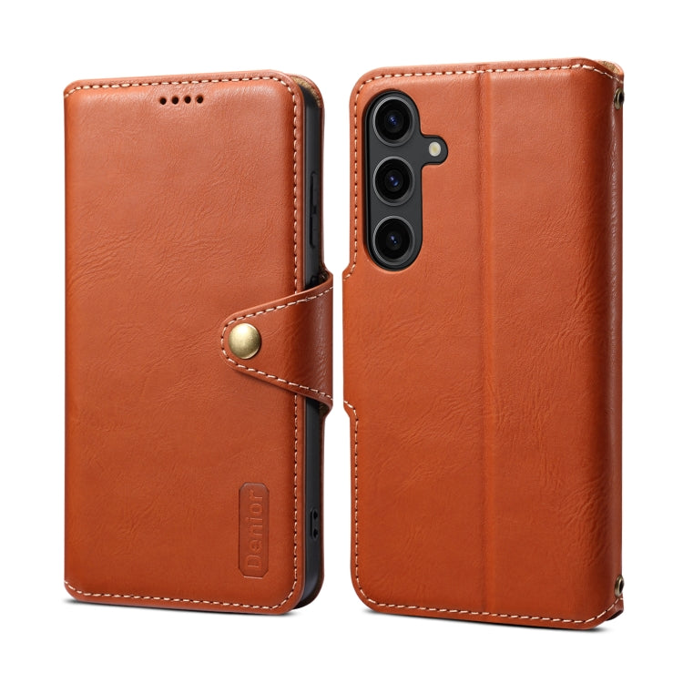 For Samsung Galaxy S23 5G Denior Cowhide Texture Wallet Style Leather Phone Case(Brown) - Galaxy S23 5G Cases by Denior | Online Shopping UK | buy2fix