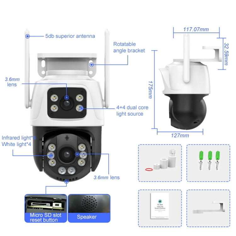 QX101 6MP WiFi Dual Camera Supports Two-way Voice Intercom & Infrared Night Vision(UK Plug) - Wireless Camera by buy2fix | Online Shopping UK | buy2fix