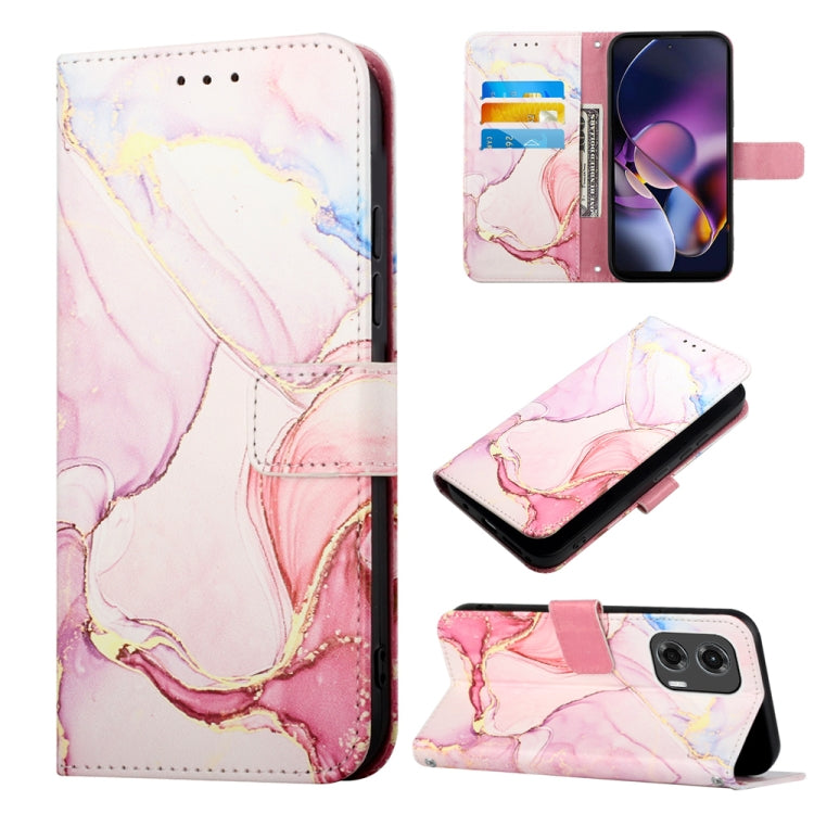 For Motorola Moto G Stylus 5G 2024 PT003 Marble Pattern Flip Leather Phone Case(Rose Gold) - Motorola Cases by buy2fix | Online Shopping UK | buy2fix