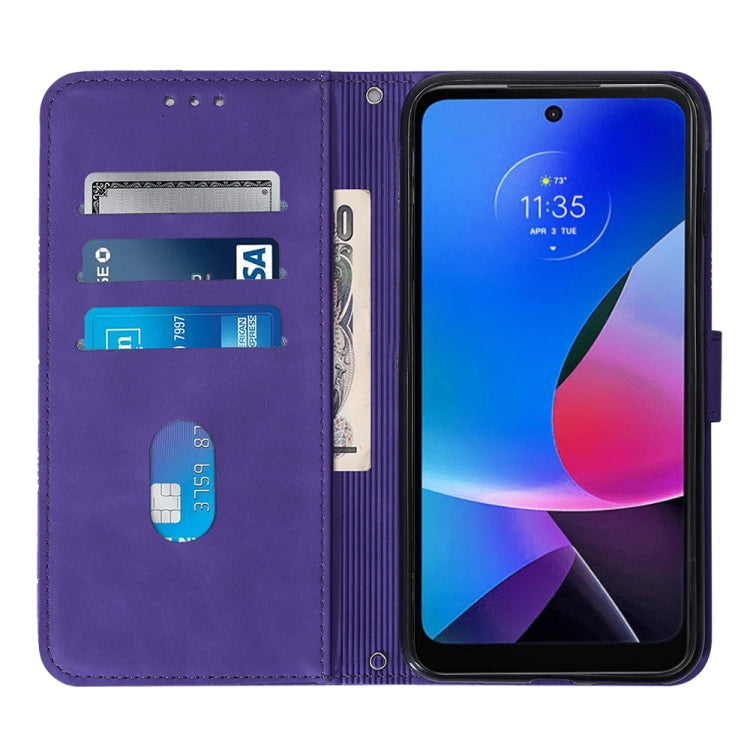 For Motorola Moto G Play 4G 2024 Crossbody 3D Embossed Flip Leather Phone Case(Purple) - Motorola Cases by buy2fix | Online Shopping UK | buy2fix